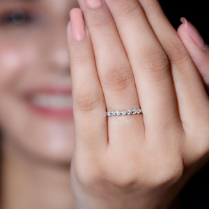 Moissanite Brilliant Cut Round Full Eternity Stacking Band Ring, 925 Sterling Silver Handmade Moissanite Ring, Wedding Engagement Band Ring