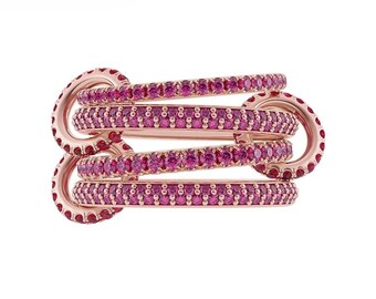 Anel Eternity em Rubi, Anel Multi-Elos com Rubi Vermelho e Zircônia Cúbica, Anel SPINELLI KILCOLLIN em Ouro 14k e Prata, Anel Multi-Elos 4, Anel Eternity Feminino