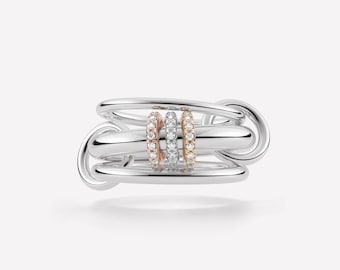 Tre piccoli anelli a fascia intrecciata Eternity Band, 2 anelli semplici impilabili per fede nuziale, anelli impilabili Spinelli Kilcollin in argento