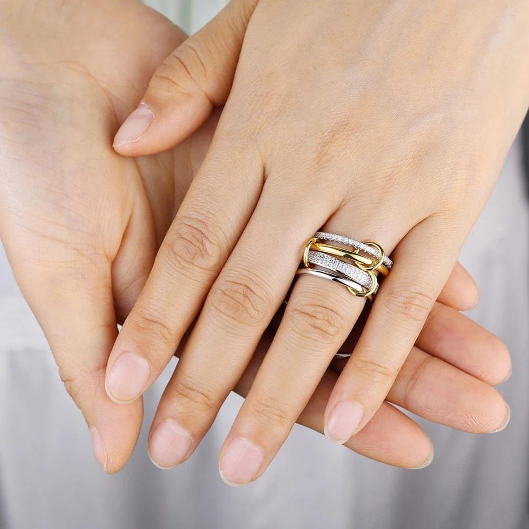 SPINELLI KILCOLLIN Ring, 18k Gold Plated Handmade White Moissanite