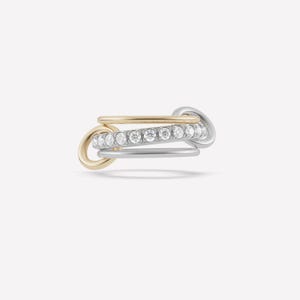 14K Solid Gold Connector Band Ring, SPINELLI KILCOLLIN Ring, White CZ Multi Connector Band Ring, 3 Band Diamond Ring, 3 set multi band ring