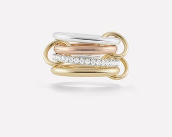 SPINELLI KILCOLLIN Ring, 18k Gold Plated Moissanite Eternity Multi Band Ring, Interlocking Band, Statement Ring, Wedding Ring, 4 Set Bands