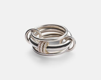 Anillo de tres pequeñas alianzas entrelazadas, plata de ley 925, conjunto de tres alianzas lisas, conector de anillo, anillo SPINELLI KILCOLLIN para mujer