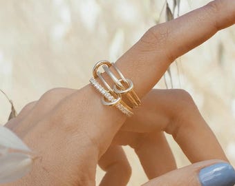 Moissanite Eternity Band, 14k Gold Plated Plain Interlocking Band, Statement Wedding Band, Spinelli Kilcollin Band, Trendy Band Ring For her