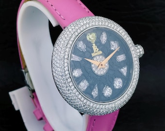 Lab Grown Diamond Watch for Women, Luxury Sapphire Glass Swiss Quartz Watch, Stainless Steel Designer Watch Gift
