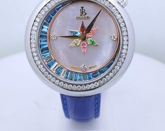 Lab Grown diamanten horloge voor dames en heren, Iced Out luxe horloge, parelmoer wijzerplaat, saffierglas, uniseks cadeau