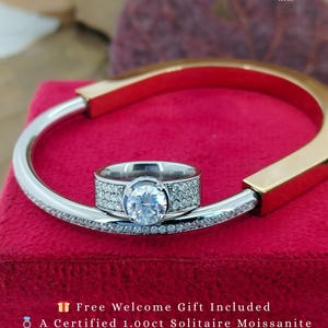 Two-Tone U-Lock Bracelet for Women | Moissanite, Lab-Grown or Natural Diamond | Hypoallergenic Steel | Modern Minimalist Gift