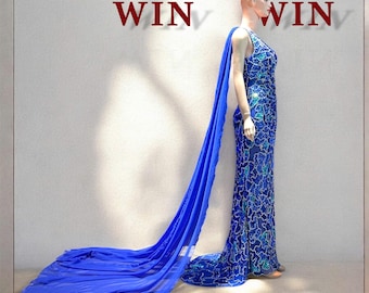 Vestido de noche de alta gama hecho a mano con cuentas