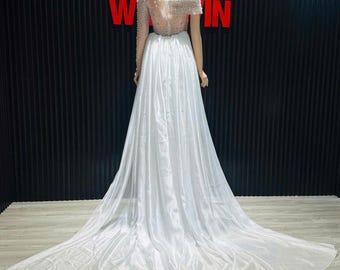 Vestido de noche con cuentas hecho a mano, hecho a pedido para modificarlo como se desee.