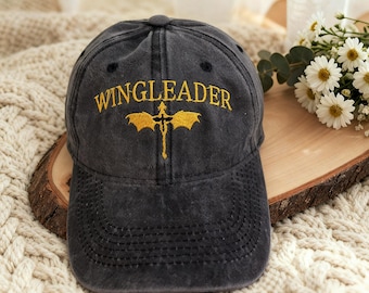 Dragon Rider Embroidered Hat, Wingleader Bookish Cap, Romantasy Baseball Hat, Custom Fantasy Academy Merch, Reader Gift for Fourth Wing Fans