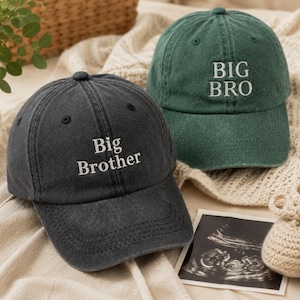 Anpassad broderad barnbasebollkeps, Big Bro Lil Bro, Big Sis, babymössa, personligt namn, initial, familjematchande småbarnskeps, syskonpresent