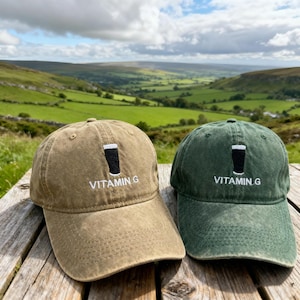 Anpassade vitamin G-basebollkepsar, vintage bomull unisex truckerkeps, justerbar ölstout-älskare, irländskinspirerad hatt, Guinness pappahatt bild 5