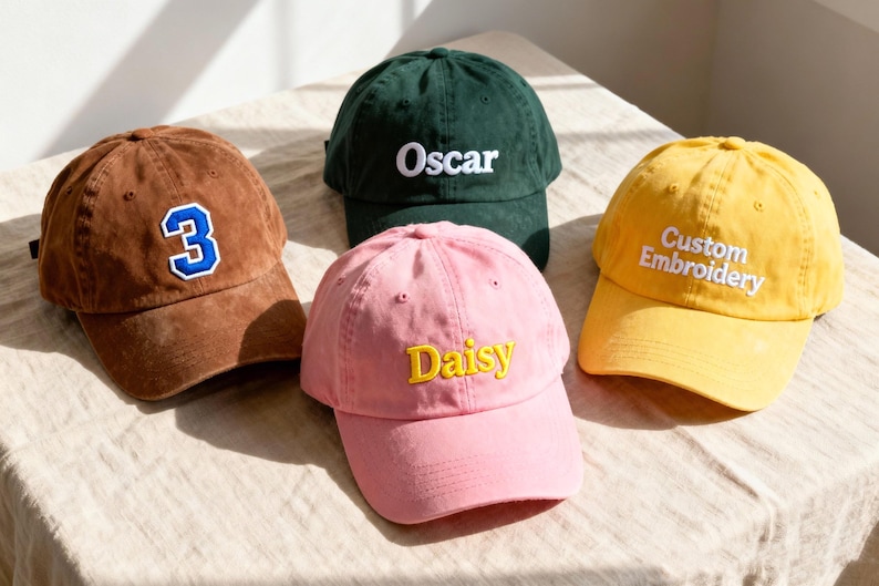 Custom Kids Hat, Embroidered Text Baseball Cap, Personalized Name Hat, Washed Cotton Hat, Children Hats, Baby Hat, Birthday Christmas Gift image 3
