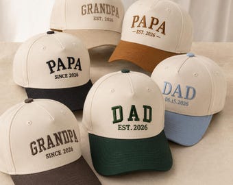Personalized Dad Embroidered Hat, Custom Dad Hat with Est Year, Vintage Baseball Cap for New Dad, Father's Day Gift for Daddy