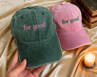 Gorra de béisbol bordada "For Good", Gorra de bruja buena y mala, Gorra musical de la Universidad Shiz, Gorras de algodón con estética "Defy Gravity", Regalo de Navidad