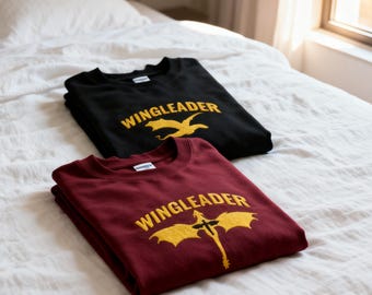 Embroidered Wingleader Sweatshirt, Fourth Wing Gifts, Xaden Riorson Shirt, Dragon Rider Crewneck, Fourth Wing Hoodie, Fantasy Book Fan Gift