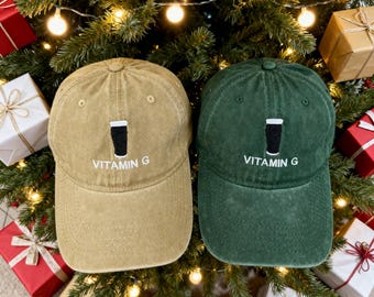 Custom Vitamin G Pint Baseball Hats, Vintage Cotton Unisex Trucker Hat, Adjustable Beer Stout Lover, Irish-inspired Hat, Guinness Dad Hat