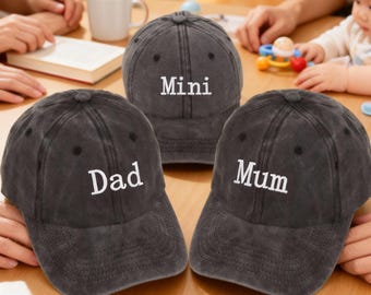 Mama Papa e Mini Cappelli, Regolabile Vintage Cotone Ricamato