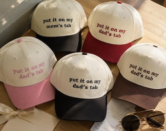 Put It On My Dad’s Tab Embroidered Hat, Funny Dad Cap, Bar Tab Hat, Custom Trucker Hat, Personalized Gift for Dad