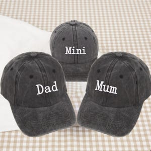 Dad Mom Mini Embroidered Hats, Family Matching Baseball Cap, Vintage Washed Dad Cap, Personalized Mom Dad Hats, Kids Hat, Dad and Baby Cap