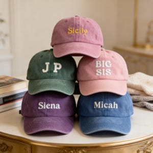 Custom Embroidered Kids Baseball Cap: Personalized Initial, Name, Monogrammed Hat, Washed Cotton Children's Sun Hats Fits 2-8 Years