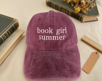 Book Girl Summer Embroidered Hat: Bookish Baseball Cap