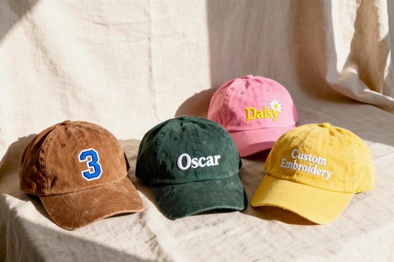Custom Kids Hat, Embroidered Text Baseball Cap, Personalized Name Hat, Washed Cotton Hat, Children Hats, Baby Hat, Birthday Christmas Gift image 1