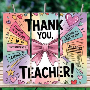 Teacher Life Tumbler Wrap PNG, 20oz Skinny Tumbler Sublimation Design, Teach Love Inspire Back to School Teacher Appreciation Gift, Coquette