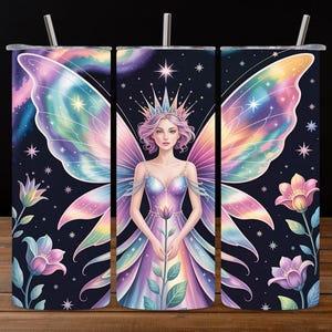 3D Enchanted Fairy Tumbler Wrap PNG, Tinkerbell Princess 20oz Skinny Straight & Tapered Tumbler Sublimation Design, Magical Fantasy Wrap