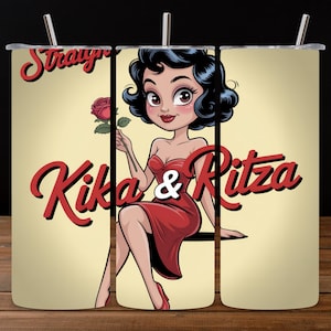 3D Cute Betty Boop Love Tumbler Wrap PNG, 20oz Skinny Straight & Tapered Sublimation Design, Retro Cartoon Valentine Tumbler Wrap, Digital