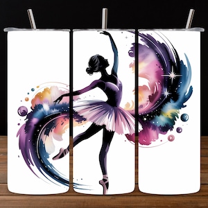 Ballet Dancer Tumbler Wrap PNG, Ballerina 20oz Skinny Tumbler Sublimation Design, Dance Mom Tumbler Wrap Digital Download