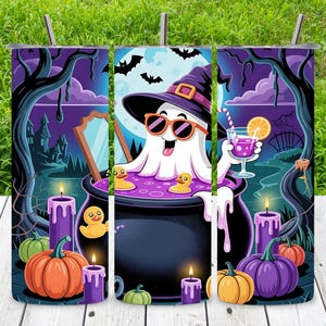 Funny Ghost Tumbler Wrap 20oz Skinny, Cute Halloween Sublimation Design PNG, Spooky Ghost Coffee Tumbler, Digital Download for Fall&quot;