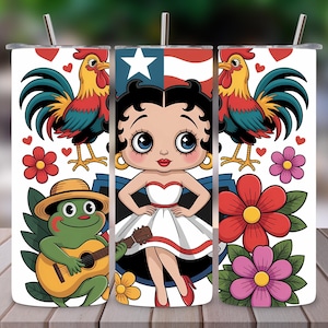 Puerto Rico Doll Tumbler Wrap PNG, Boricua Pride 20oz Skinny Tumbler Sublimation Design, PR Flag Rosita Digital Download by Bluemomdigital