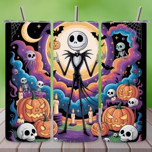 Character Halloween 20oz Skinny Tumbler Wrap PNG, Spooky Season Tumbler Sublimation Design, Cute Halloween 20oz Tumbler PNG Digital Download