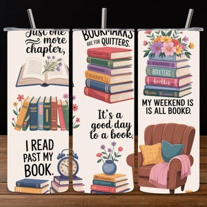 Book Lover 20oz Skinny Tumbler Wrap, Floral Reading Tumbler PNG, Book Tumbler Sublimation Design, Digital Download Instant Wrap