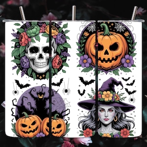 40oz Halloween Tumbler Wrap PNG, Witch 40oz Tumbler Sublimation Design, Spooky 40 oz Skinny Wrap Digital Download, Halloween Sublimation PNG