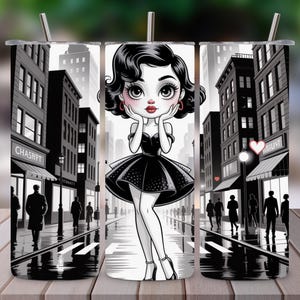3D Betty Boop Kiss Tumbler Wrap PNG, Cute Love 20oz Skinny Tumbler Sublimation Design, Straight & Tapered Betty Boop Tumbler Wrap, Digital