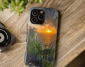 Tropical Sunset Phone Case, Magnetic Tough, Beach Vibes, Trendy Phone Accessory, Summer Phone Cover, Protective Cover, Gift for