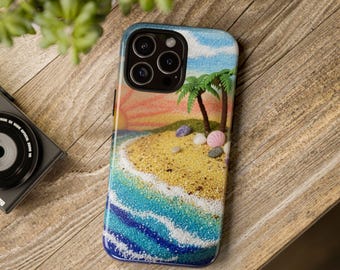 Tropical beach sandscape phone case for Iphone, Samsung Galaxy, and Google Pixel phones