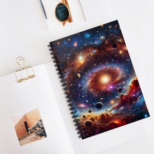 Galaxy-Inspired Spiral Notebook - Ruled Line, Cosmic Journal, Starry Writing Pad, Astral Notebook, Space Lover Gift, Universe Note-taking