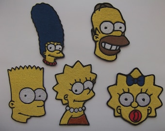 The Simpsons patches Homer, Marge, Bart, Lisa, Maggie, sew on patches