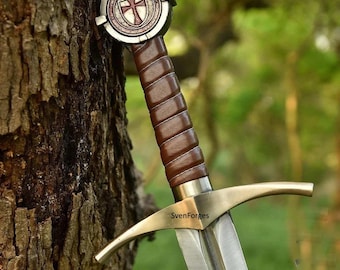 Handmade Templar Sword, Accolade sword of Knights Templar, FaithKeeper Sword, Full Tang Sword, Christmas gift, Halloween gift, Gift for him
