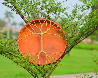 Deer Hide Shaman Drum | Tree Life  Style Handle Handcrafted