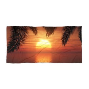 Sunset Palm Beach Towel, Tropical Beach Towel, Summer Towel, Vacation Towel, Gift for Beach Lovers
