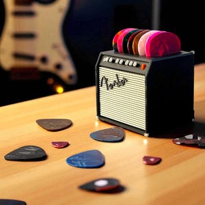 Mini Guitar Amp Pick Holder Fender Guitar lover gift Band Player Amplifier Decor 8 pick holder