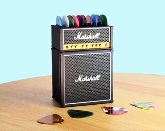 Mini guitarra media pila amplificador púas soporte Marshall regalo para amantes de la guitarra banda jugador amplificador decoración almacenamiento magnético púas amplificador púas soporte Marshall