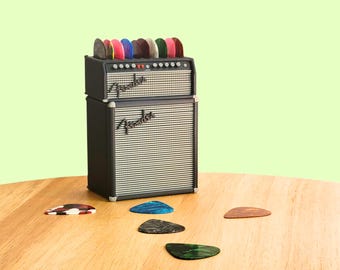 Mini guitarra media pila amplificador soporte para púas Fender regalo para amantes de la guitarra banda jugador amplificador decoración almacenamiento magnético para púas amplificador soporte para púas Fender