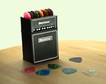 Mini soporte para púas de guitarra a media pila, soporte para púas de amplificador, regalo para amantes de la guitarra, decoración para amplificadores de banda, almacenamiento magnético de púas, soporte para púas de amplificador, color naranja
