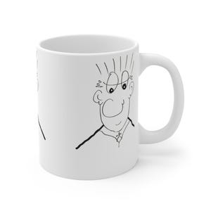 Funny Cartoon Character Mug - 11oz Coffee Cup, Gift for Dad, Unique Tea Mug, Quirky Kitchen Decor, Humor Mug for Men