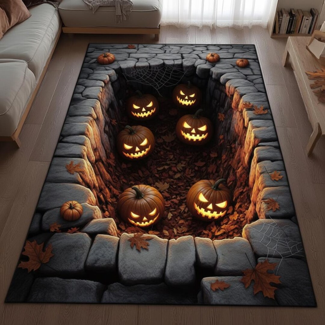 Halloween-themed Area Rug With Spooky Pumpkin Design, Halloween Area ...